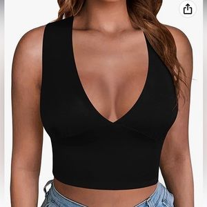 Women’s Black V Neck Crop Top Blouse, Size Xxl, Nwt